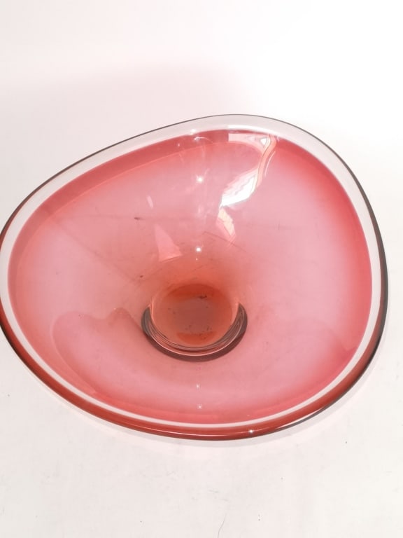 Murano Style Red Glass Dish, Signed Magnor (1 of 4)