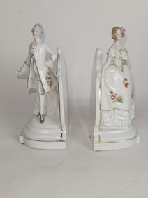 Pr. of Porcelain Man and Maiden Book Ends