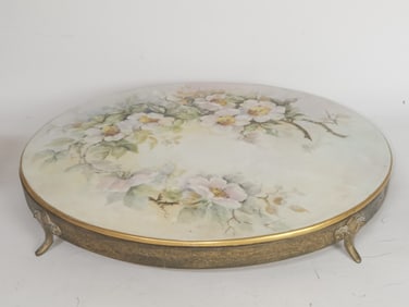 Vintage Painted Brass Footed Vanity Tray