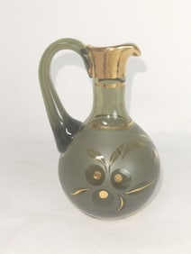 Vintage MCM Gold Accent Glass Decanter