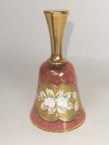 Vintage Murano Ruby Red Hand Painted Glass Bell