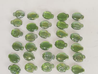 (30) Green Crystal Glass Fish Decor