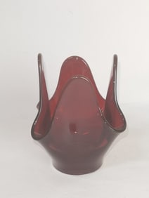 Vintage Red Art Glass Handkerchief Votive