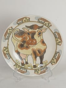 Vintage Rothwoman Cow Art Pottery Plate