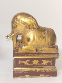 Chinese Export Gilt Wood Carved Elephant
