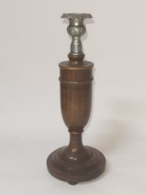 Vintage English Wood Carved Candlestick