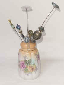 Vintage Hat Pins with Jar