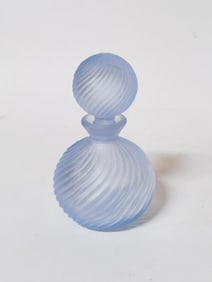 Vintage Blue Frost Glass Perfume Bottle