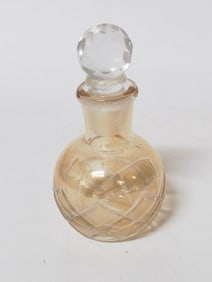 Vintage Amber Cut-to-Clear Glass Perfume Bottle