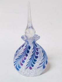 Vintage Blue Wisteria Art Glass Perfume Bottle
