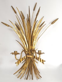 Italian Gilt Metal Wheat Wall Scone