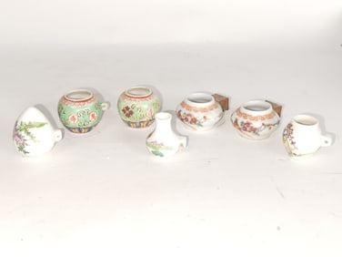 Group of Chinese Porcelain Famille Rose Bird Feede