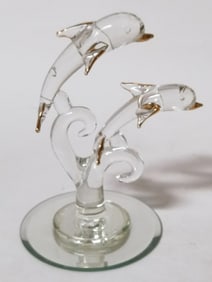 Gilt Crystal Dolphin Table Decor