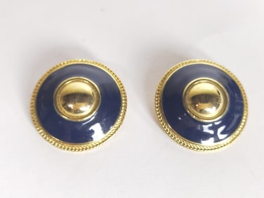 Costume Gold Tone Enameled Ear Clips