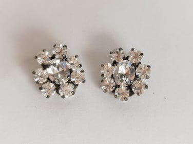 Costume Clear Rhinestone Ear Clips