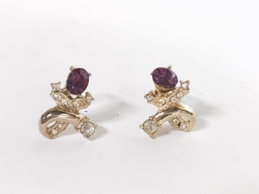 Costume Gold Tone Rhinestone Ear Clips