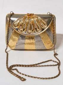 Gold/Silver Tone Rhinestone Evening Bag