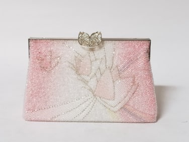 Pink Beaded Clutch Bag