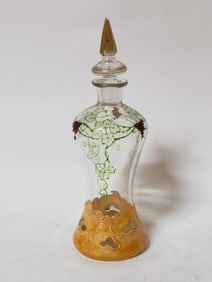 Vintage Hand Painted Grape Vine Glass Decanter