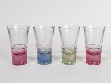 (4) Vintage Colored Shot Glasses