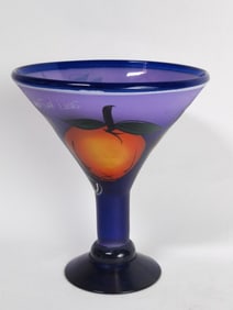 Mexican Hand Painted Purple Margarita Glass