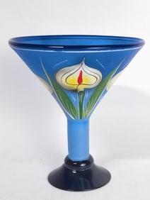 Mexican Hand Painted Blue Margarita Glass