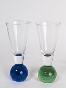 (2) Italian Bubble Ball Blown Shot Glasses