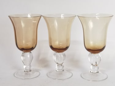 (3) Colore Verde Siena Water Goblets