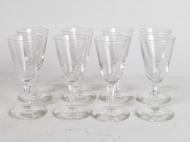(8) Clear Cordial Wine Glasses