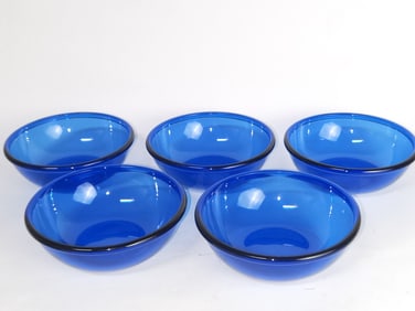 (5) Arcoroc France Cobalt Blue Glass Bowls