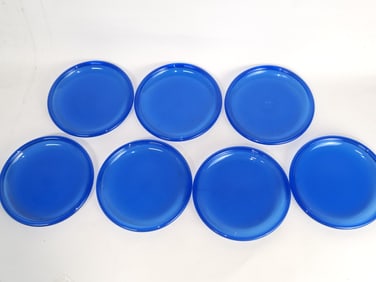 (7) Arcoroc France Cobalt Blue Glass Plates