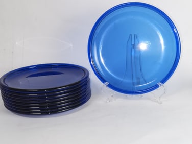 (9) Arcoroc France Cobalt Blue Glass Plates