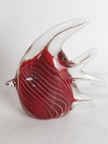 Vintage Murano Italy Ruby Red Fish Sculpture