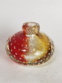 Vintage Murano Italy Ruby Red Amber Bubble Glass V