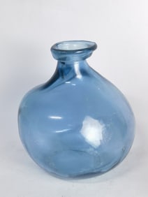 Sam Miguel Vidrios Blue Bulbous Recycled Glass Vas