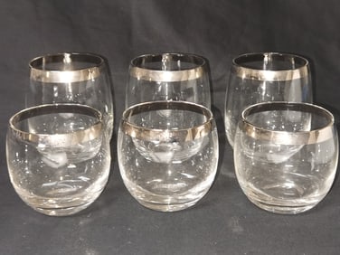 (6) Vintage Dorothy Thorpe Silver Rim Roly Poly Gl