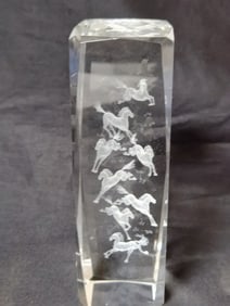 Large Horse Crystal Block Paperweight