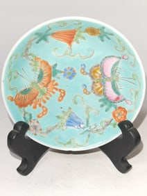 Chinese Porcelain Famille Rose Butterfly Plate