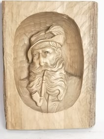 1973 Switzerland Wood Carved Plaque, Signed