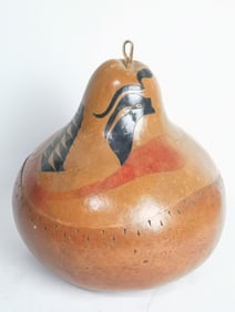 Vintage Mexican Hand Carved Gourd Larriba