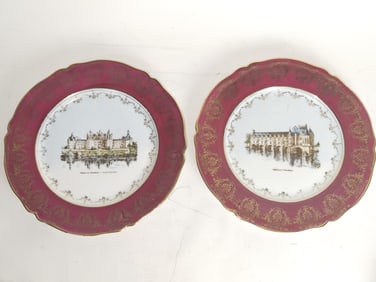 Pr. of Limoges France Porcelain Gilt Plates