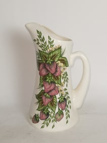 Vintage Porcelain Floral Pitcher, Signed Shirmir