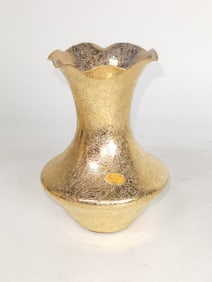 MCM Lotus 22K Gold Overlay Glass Vase