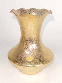 MCM Lotus 22K Gold Overlay Glass Vase