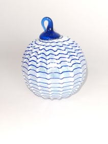 Blown Glass White/Blue Ornament