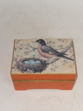 Vintage Music Box with Bird Decor