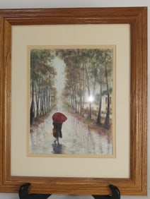 Girl Walking on Country Road Oil Painting