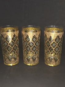 (3) Vintage Culver 22K Gold Valencia Tumbler Glass