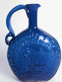Vintage Cobalt Blue Molded Glass Decanter