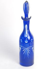 Vintage Czech Bohemian Cobalt Blue Cut-to-Clear De